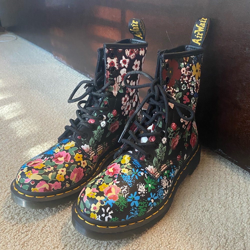 Dr. Martens 1460 Pascal Floral Mash Up Leather Lace Up Boots
